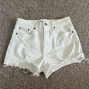 Abercrombie high rise White Denim Shorts
